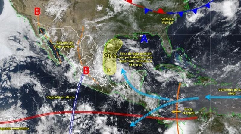 SMN ALERTA POR LLUVIAS INTENSAS Y POSIBLE DESARROLLO CICLÓNICO EN GRAN PARTE DE MÉXICO
