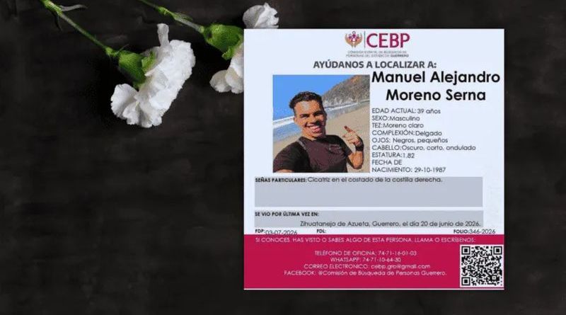 ALEX SERNA DENUNCIÓ CACICAZGOS Y DAÑOS AMBIENTALES; ES HALLADO SIN VIDA EN ZIHUATANEJO