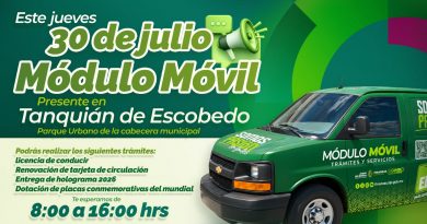 MAÑANA EL MÓDULO MÓVIL DE LA SECRETARIA DE FINANZAS ESTARÁ EN TANQUIAN DE ESCOBEDO